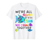 We're All Different But in This Class We Swim Teacher Noir T-Shirt Graphique avec Valeur