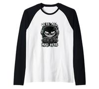 We're All Mad Here Gamer Cheshire Cat Glitch Design Manche Raglan