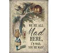 We'Re All Mad Here Plaque fantaisie en métal 20,3 x 30,5 cm
