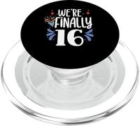 We're Finally 16 Twin Twins Party Celebrate Birthday 16 PopSockets PopGrip pour MagSafe