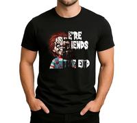 We're Friends 'Til The End - Design horreur effrayant avec poupée tueuse au look rétro, parfait pour Halloween et les fans de films slashers emblématiques, Hommes Noir, L