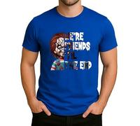 We're Friends 'Til The End - Design horreur effrayant avec poupée tueuse au look rétro, parfait pour Halloween et les fans de films slashers emblématiques, Homme, bleu, XL