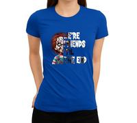 We're Friends 'Til The End - Design horreur effrayant avec poupée tueuse au look rétro, parfait pour Halloween et les fans de films slashers emblématiques, Pour femme, bleu, M