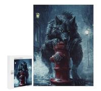 Werewolf Fire Hydrant Night Scene Puzzle 500 Pièces Educa Jouet en Bois Cadeau Unique Décoration Intérieure Jeu Éducatif Challenge Toy Adultes Et Enfants À Partir De 14 Ans 500 PCS