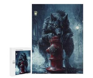 Werewolf Fire Hydrant Night Scene Puzzle 500 Pièces Educa Jouet en Bois Cadeau Unique Décoration Intérieure Jeu Éducatif Challenge Toy Adultes Et Enfants À Partir De 14 Ans 500 PCS