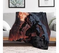Werewolf illustration with full moon backdrop Plaid Doux pour la Maison | Plaid flanelle 280 g pour la déco de chambre ; facile à plier, transporter et ranger ; adapté à l'hiver et au Nouvel An.