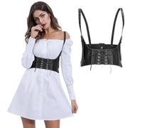 WERFORU Ceinture Corset Femmes Top Corset Underbust Bandoulière pour Femme Bustier Élégant à Lacets Gilet Médiéval Vintage pour Robes et Blouses