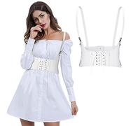 WERFORU Ceinture Corset Femmes Top Corset Underbust Bandoulière pour Femme Bustier Élégant à Lacets Gilet Médiéval Vintage pour Robes et Blouses