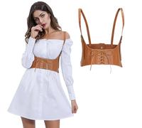 WERFORU Ceinture Corset Femmes Top Corset Underbust Bandoulière pour Femme Bustier Élégant à Lacets Gilet Médiéval Vintage pour Robes et Blouses
