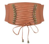 WERFORU Ceinture élastique large pour femme - Ceinture vintage avec lacets - Ceinture de corset en stretch pour robe, C-marron, Länge 93cm( für Taille Größe 89-99cm)