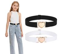 WERFORU Ceinture élastique pour filles enfants ceinture extensible mode mignon ceinture réglable coeur ceinture, C-noir+blanc, Passend für Taillengröße 45-76cm