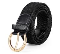 WERFORU Ceinture élastique tressée pour femme - Ceinture réglable en tissu pour jeans et pantalons, a-noir, Anzug Taille Größe 95-107 cm