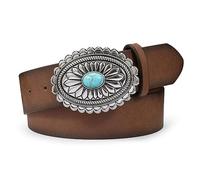WERFORU - Ceinture en cuir vintage pour femme - Style western, cow-girl - Turquoise - Ceinture de campagne pour jean, pantalons, robes, C-marron, 100cm--Für Taillengröße 67-79cm