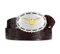 WERFORU Ceinture western en cuir pour femme, ceinture de cowgirl, ceinture pour jeans, pantalons, robes, Café B, Passt Taillengröße 85-94cm