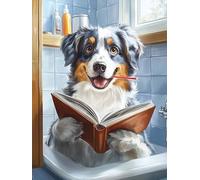 Wergund Diamond Painting Chien, 5D DIY Broderie Diamant Animal, Peinture Diamant Kits pour Adultes Strass, Diamant Arts Craft Débutant pour la Décoration Murale à la Maison 30x40cm