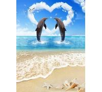 Wergund Diamond Painting Dauphin, 5D DIY Broderie Diamant Animaux, Peinture Diamant Kits pour Adultes Strass, Diamant Arts Craft Débutant pour la Décoration Murale à la Maison 30x40 cm