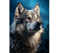 Wergund Diamond Painting Loup, 5D DIY Broderie Diamant Animal, Peinture Diamant Kits pour Adultes Strass, Diamant Arts Craft Débutant pour la Décoration Murale à la Maison （30x40 cm）-70