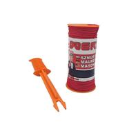 WERHE Cordon de maçon Sur bobine Ø1,8mm 150m de long avec poignée - Cordon de pavage rouge - Cordon de construction en polypropylène tressé - Résistant aux nœuds, à la déchirure et aux charges lourdes
