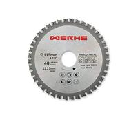 WERHE Lame de Scie Circulaire 115 x 22,23 mm, 40 Dents, Carbure, Pour Métal | denture trapézoïdale plate, pour aluminium, métaux non ferreux, tuyaux et profilés, bagues de réduction incluses
