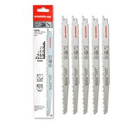 WERHE Lames de Scie Sabre pour Bois, 240 mm, HCS, Lot de 5 | acier carbone forgé, pour bois vert et bois de chauffage, 5 TPI denture, emmanchement universel, revêtement durable