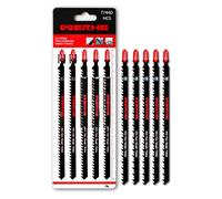 WERHE Lames de Scie Sauteuse T744D, 180 mm, HCS, Lot de 5, Pour Bois | compatible avec Bosch, Metabo, Makita, DeWalt, Festool, Einhell, Parkside, pour coupes courbes dans contreplaqué, aggloméré