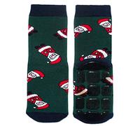 Weri Spezials Chaussettes antidérapantes en ABS pour bébé et enfant - Pour garçons et filles - Joyeux Noël - Disponible en différentes variations de motifs et de couleurs., Vert foncé Noël., 31/34