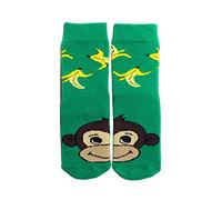 Weri Spezials Chaussettes antidérapantes pour bébé et enfant - Entièrement en éponge - Pour garçons - Aventures safari - Différents motifs et couleurs disponibles., Singe vert., 3-4 ans