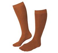 Weri Spezials Chaussettes hautes côtelées en coton pour femme - Taille souple - Chaussettes longues pour femme, ocre, 35-38