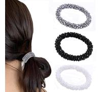 WERIGONI 3PCS Bandeau en strass Elastique cheveux Chouchou cheveux femme chic Cravate élastique pour cheveux pour femmes Bandeau tressé pour filles