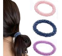 WERIGONI 3PCS Bandeau en strass Elastique cheveux Chouchou cheveux femme chic Cravate élastique pour cheveux pour femmes, bandeau tressé pour filles