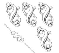 WERIGONI 4 Pièces Fermoir à Chaîne avec Double Ouverture, Fermoir d'extension de Bracelet de Collier en Argent et Fermoir de Connecteur de Collier