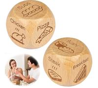 WERIGONI Lot de 2 dés alimentaires en bois Jeu de rendez-vous Nocturne, dés de Décision Créatifs pour Couples, Cadeaux pour Hommes et Femmes anniversaire Saint-Valentin