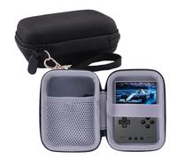 WERJIA Étui de transport rigide compatible avec marteau à brique/console de jeu portable Trimui Brick rétro, poche en maille pour câble, carte SD (noir)