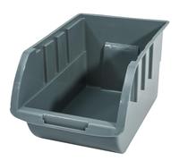 WERKA PRO Bac à bec de rangement gerbable et résistant, idéal pour l'organisation de vos fournitures et outils, avec ouverture frontale pour un accès facile, 235x150x127mm, gris clair