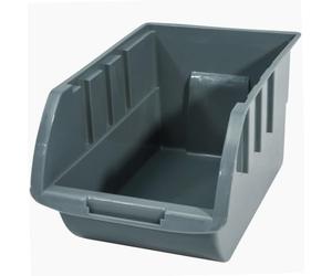 WERKA PRO Bac à bec de rangement gerbable et résistant, idéal pour l'organisation de vos fournitures et outils, avec ouverture frontale pour un accès facile, 235x150x127mm, gris clair