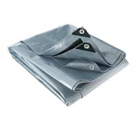 WERKA PRO Bâche Multifonctions Grise et Noire 200 g/m² - Protection Extérieure pour Bois, Véhicules et Matériel - 4 x 6 m - Traitée Anti UV - Œillets Renforcés