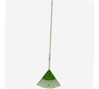 WERKA PRO Balai à Feuilles 16 Dents - Manche en Bois 120 cm - Tête en Polypropylène 35,5 x 27 cm - Longueur Totale 1,42 m - I