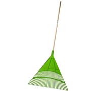 WERKA PRO Balai à Feuilles 30 Dents Manche en Bois 120 cm 76 x 70 cm | Polypropylène, ergonomique, robuste, usage jardin, longueur totale 1,81 m, nettoyer espaces verts, cours