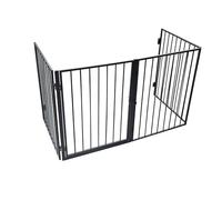 WERKA PRO Barrière de Protection en Métal - 4 Panneaux avec Porte - Noir - 240 x 76 cm - Système de Fermeture Sécurisé - Fixation Murale Incluse - Usage Domestique et Extérieur