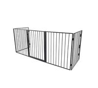 WERKA PRO Barrière de protection en métal flexible avec 5 panneaux de 60 cm x 76 cm, installation facile avec fixation murale, durable et élégante, couleur noire, taille 300 cm x 76 cm.