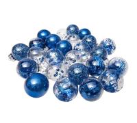 WERKA PRO Boules de Noël Brillantes - Ø6 cm - 25 Pièces - PVC Incassable - Bleu - Décoration Intérieure et Extérieure - 5 Designs Différents - Attache Incluse