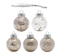 WERKA PRO Boules de Noël Brillantes - Ø6 cm - 25 Pièces - PVC Incassable - Champagne - Décoration Intérieure et Extérieure - 5 Designs Différents - Attache Incluse