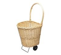 WERKA PRO, Chariot à Bûches en Osier Naturel avec Roulettes Robustes pour Un Transport Facile et Ergonomique, Idéal pour Cheminée, Hauteur 45 cm, Osier