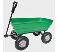 WERKA PRO Chariot Remorque de Jardin 4 Roues Châssis Acier 125 L Vert
