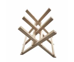 WERKA PRO Chevalet en Bois à 3 Supports pour Sciage de Bûches - Bois de Sapin - Pliable pour Rangement Facile - Dimensions 95