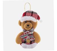 WERKA PRO Décoration d'ours à Suspendre - Feutrine Douce et Durable - Ruban Doré pour Accrochage Facile - Décoration Intérieure - 8 x 13 cm - Rouge/Blanc - Élément Festif pour Sapins et Cheminées