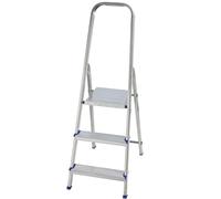 WERKA PRO, Escabeau en aluminium léger et pliable avec 3 marches anti-dérapantes, garde-corps de 60 cm, plateforme large pour une stabilité optimale, hauteur de plateau 57 cm, gris.