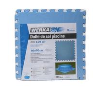 WERKA PRO, Lot de 9 Dalles de Sol Piscine, Dimensions : 50 x 50 cm, Matière : polyéthylène, Surface Couverte par Le Lot de 9 Dalles : 2,25m², Coloris : Bleu, Tapis de Sol pour Piscine