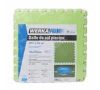 WERKA PRO Lot de 9 Dalles de Sol pour Piscine - 50 x 50 cm - 2,25 m² - Polyéthylène - Réduction des Aspérités et Perte de Cha