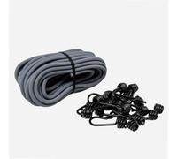 WERKA PRO Lot de Rouleau Tendeur 10 m, Ø 8 mm avec 20 Crochets - Kit de Fixation pour Bâches - Élastique Gris et Crochets NOI